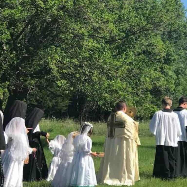 Corpus Christi procession outside of the church