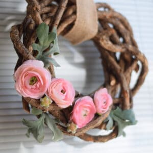simple spring wreath diy project with pink roses