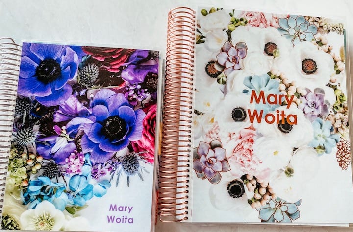 personal and teacher planners with floral covers