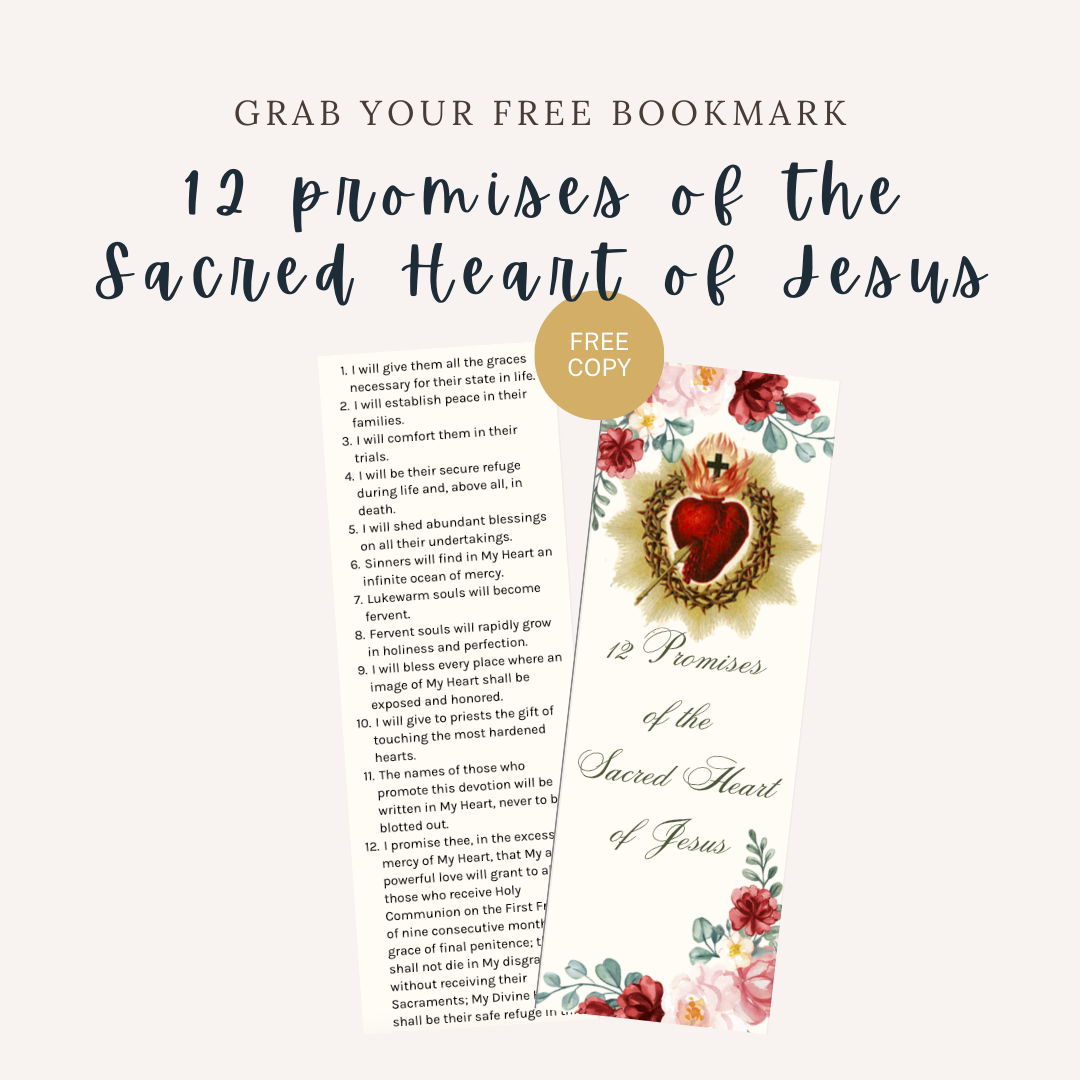 bookmark with the 12 promises of the Sacred Heart.