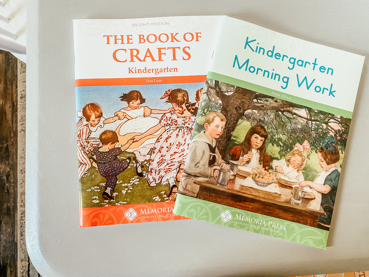 kindergarten school books on the table. 
