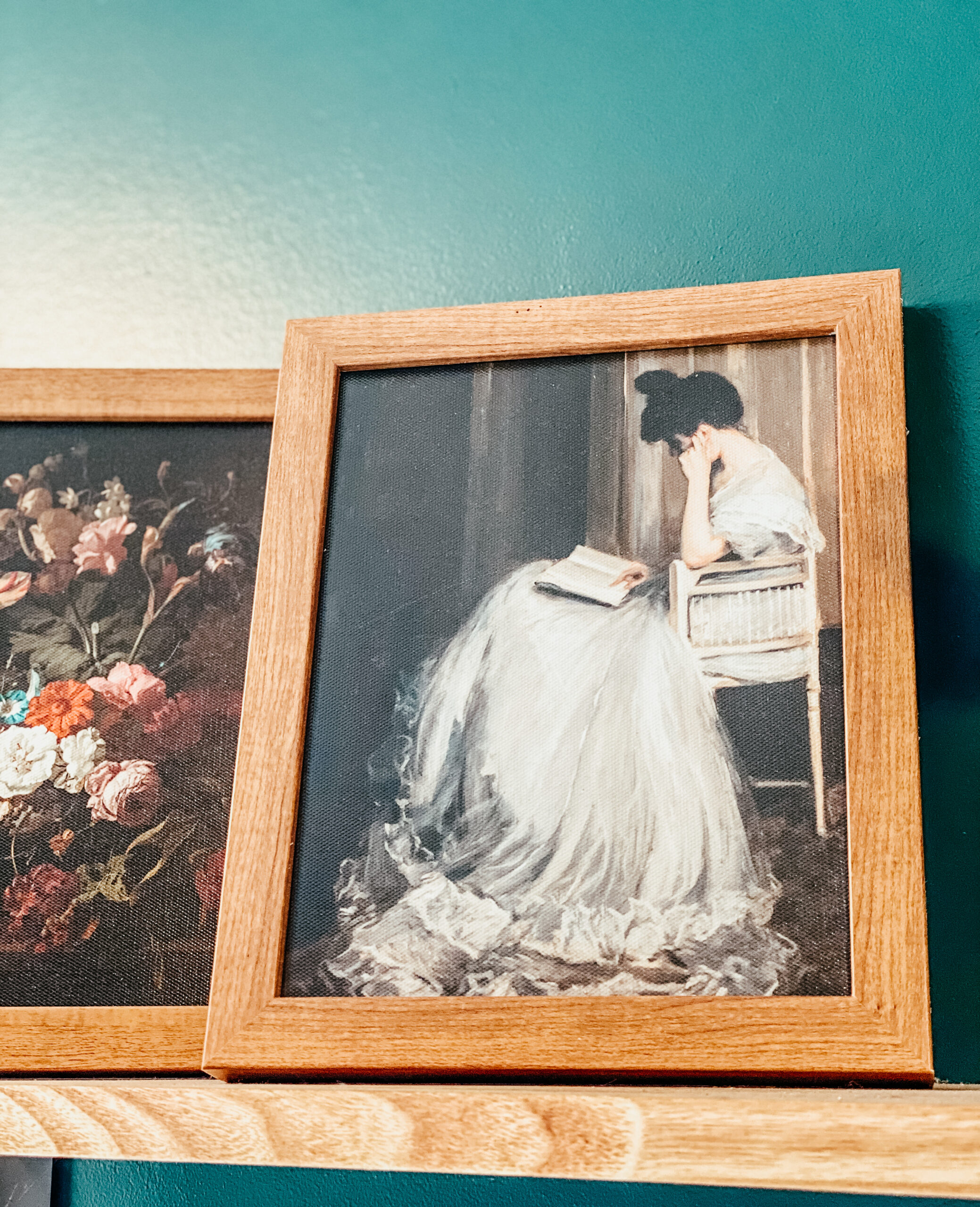 portrait of a lady reading a book.