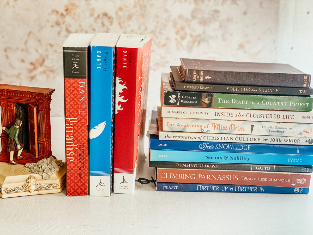 stacks of books in a library at home. 