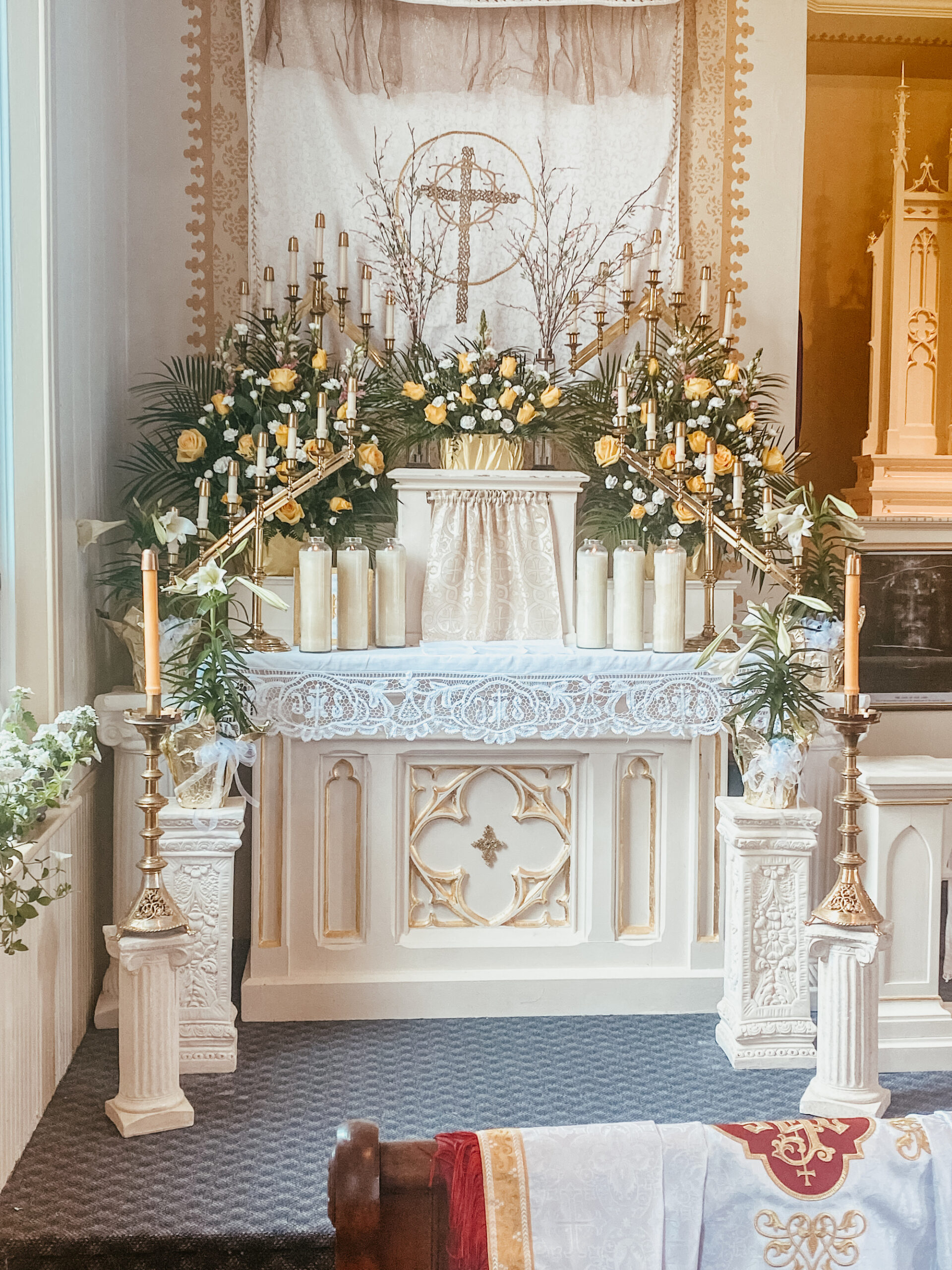 The Altar of Repose set up at church on Holy Thursday.