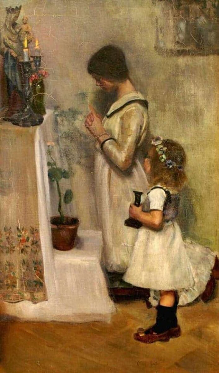painting by Cornelia Elisabeth Gallas "Young Adoration"