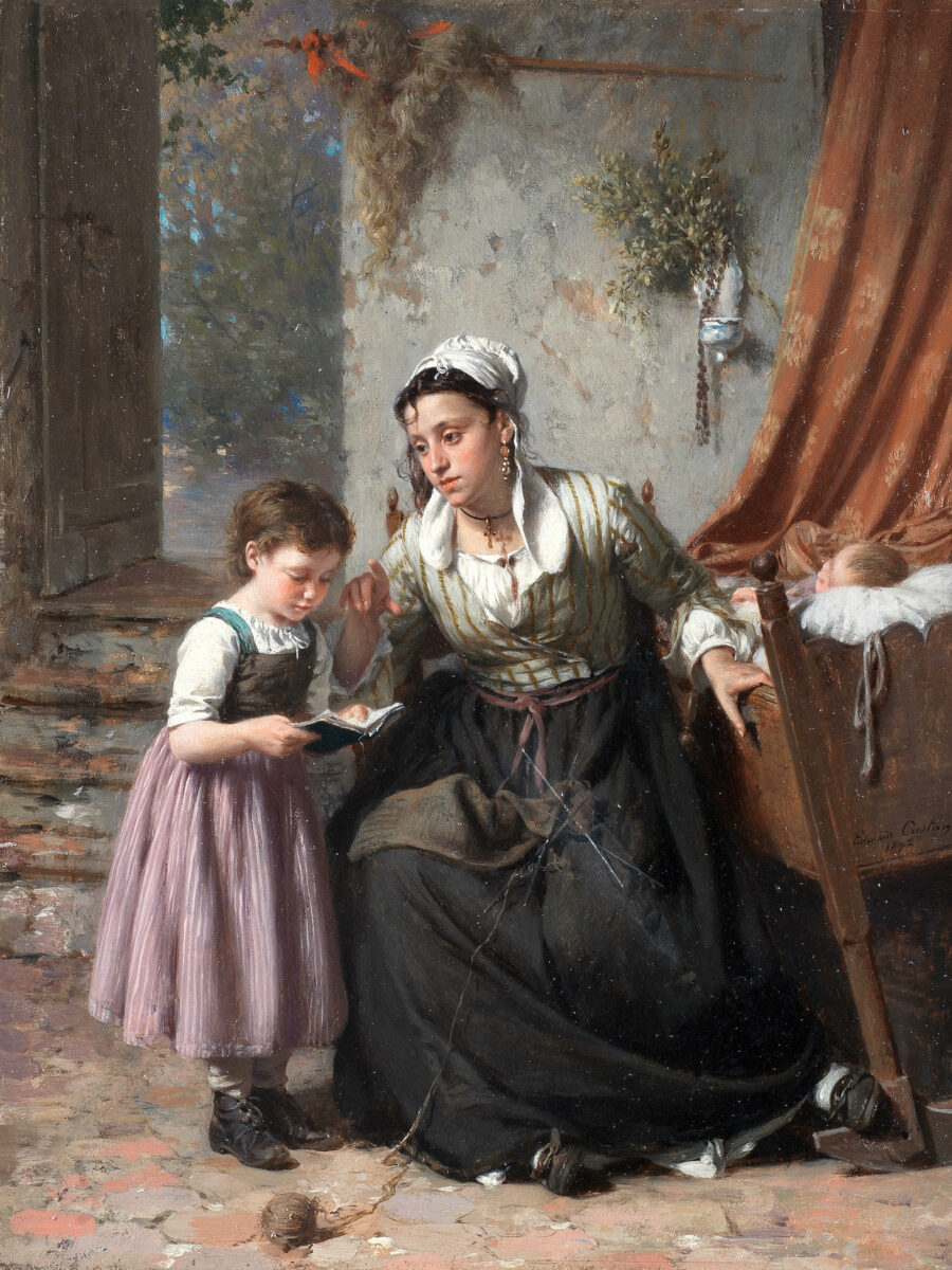 the reading lesson painting by Pierre Jean Edmond Castan