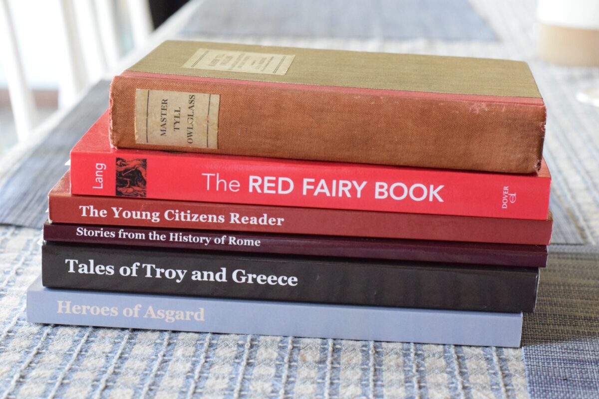 stack of citizenship books for year 4 on a table. 