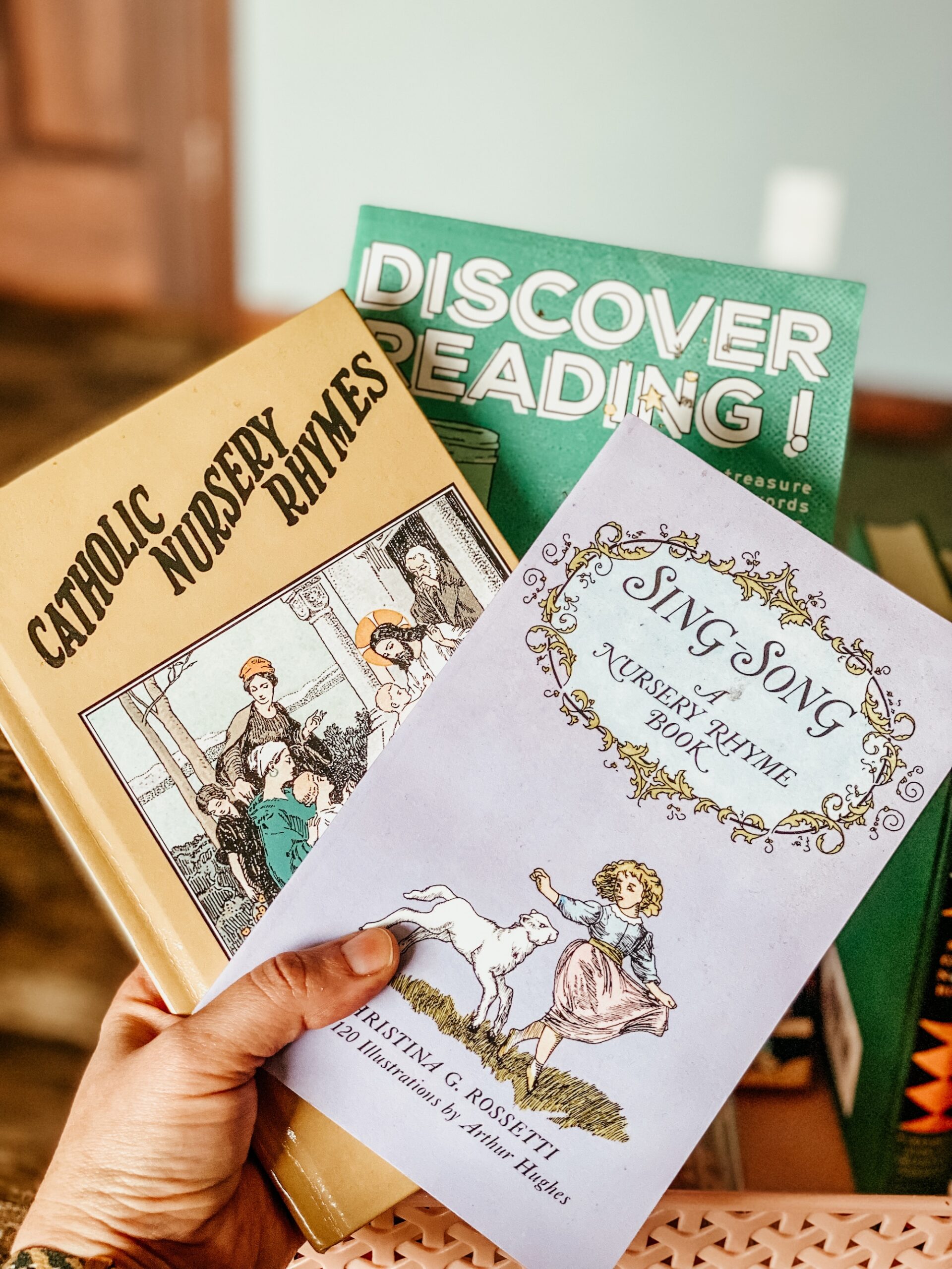 Nursery rhymes books spread out.
