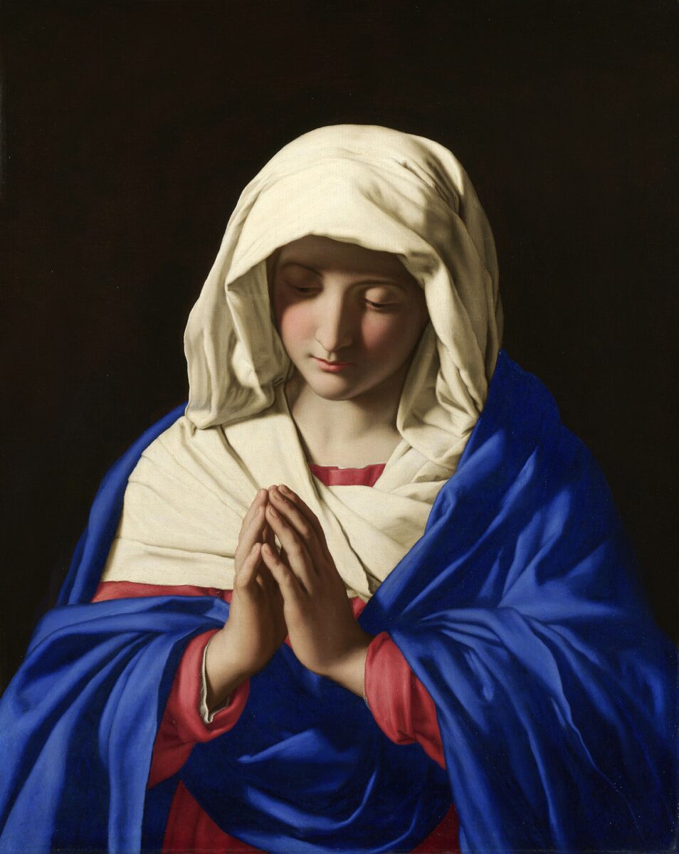 Paining of the Blessed Virgin in prayer.