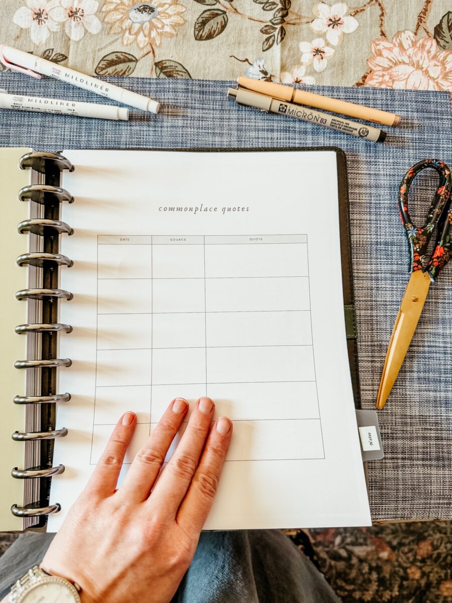 mother's schole pages in my teacher planner. 