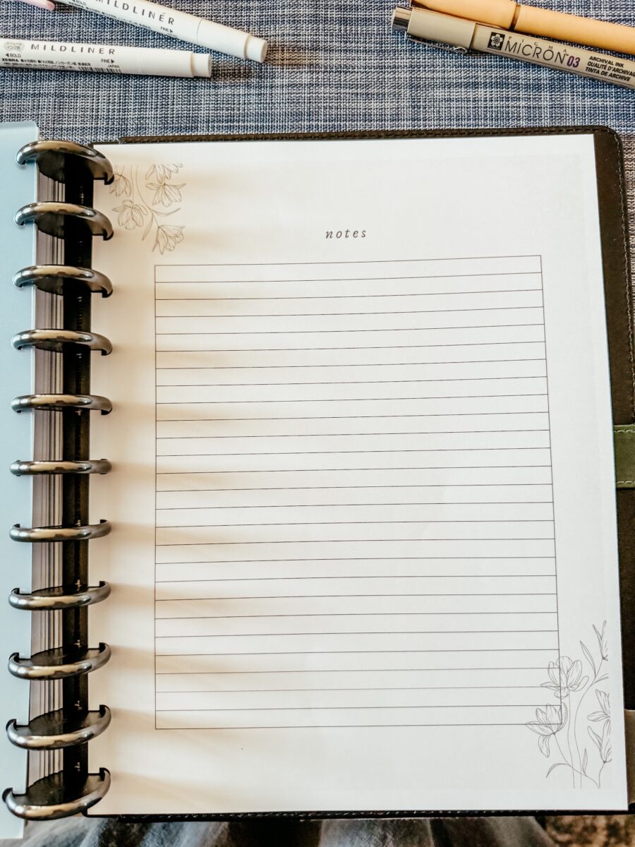 notes pages in the back of the teacher planner. 