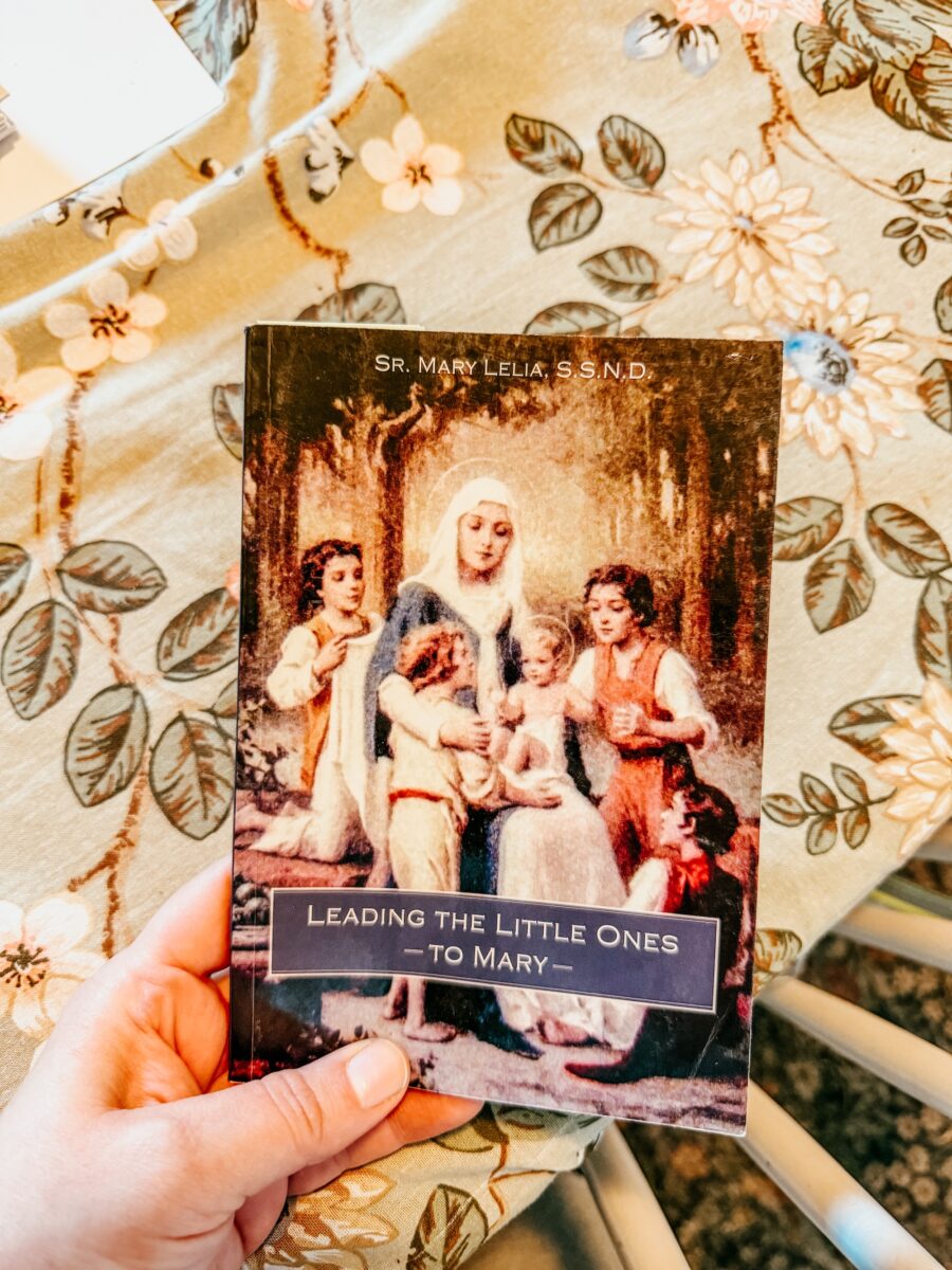 Leading the Little Ones to Mary book on a table. 