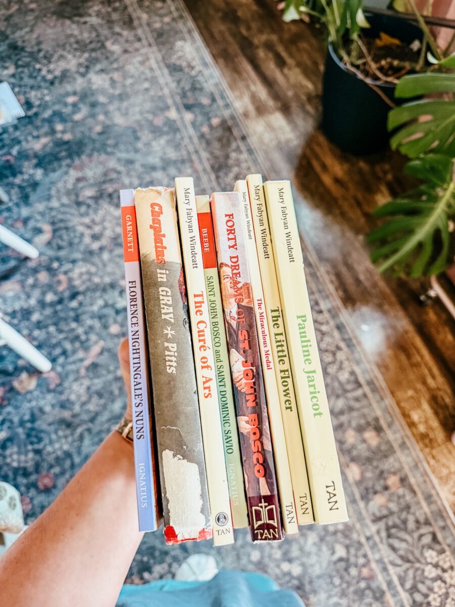 Catholic saint stories and history supplement books.